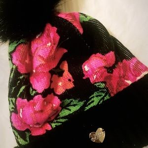 Betsey Johnson Floral Beanie